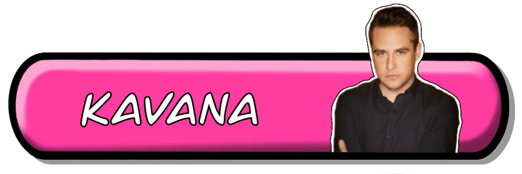 A promotional image featuring Kavana's name on a vibrant pink button background, accompanied by a stylish portrait of the artist.